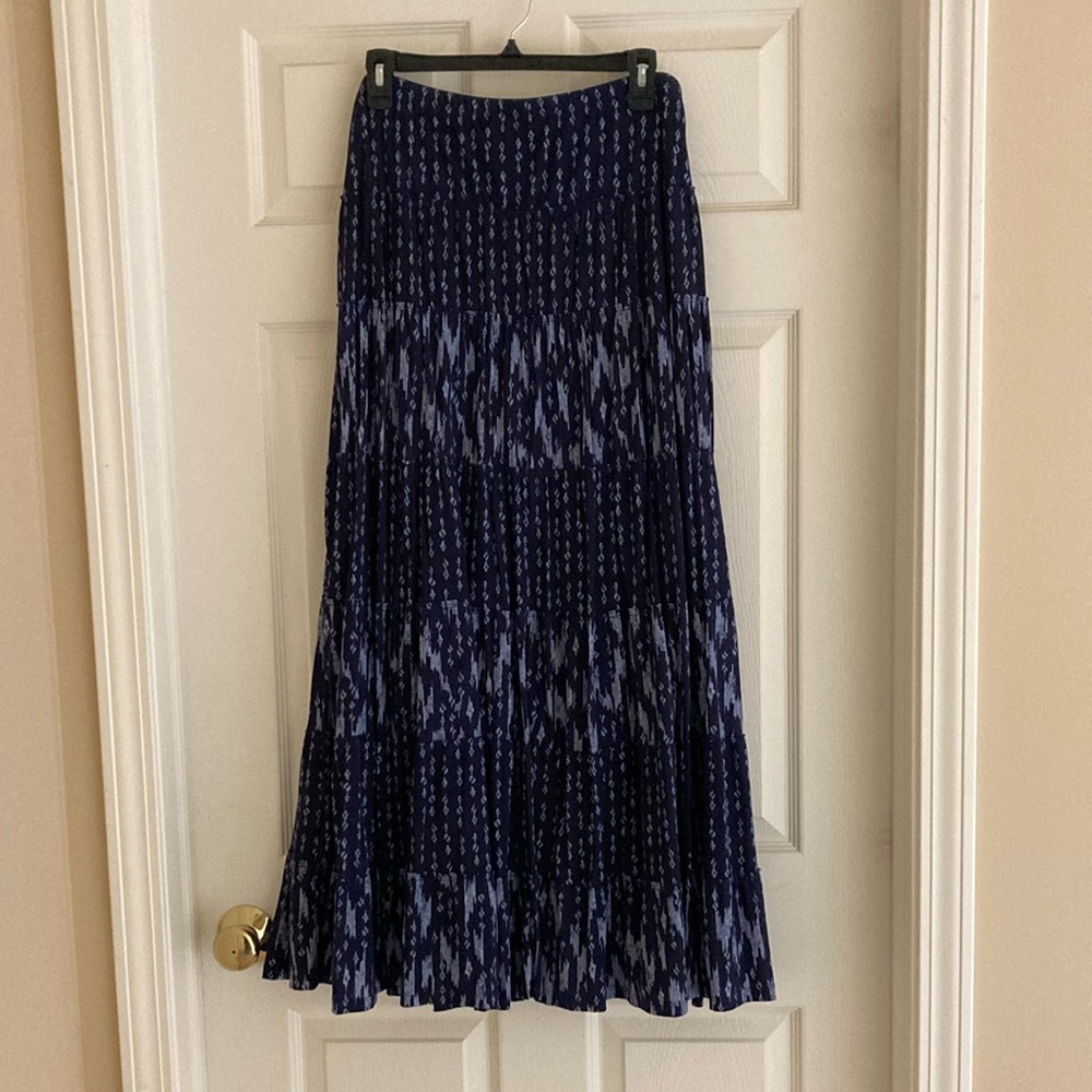 Style & Co Blue and White Patterned Maxi Skirt - Size Large
